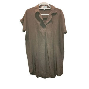 Thread + Supply Women's Lyocell Olive Short Sleeve Shirt Dress S